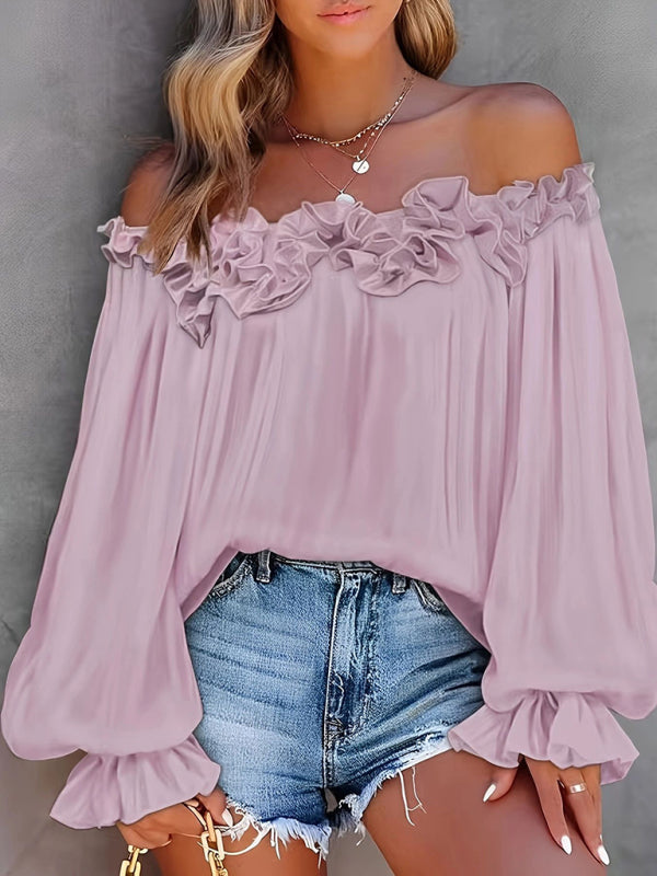 Blouses - Women's Casual Off-Shoulder Blouse Plus Size Tops
