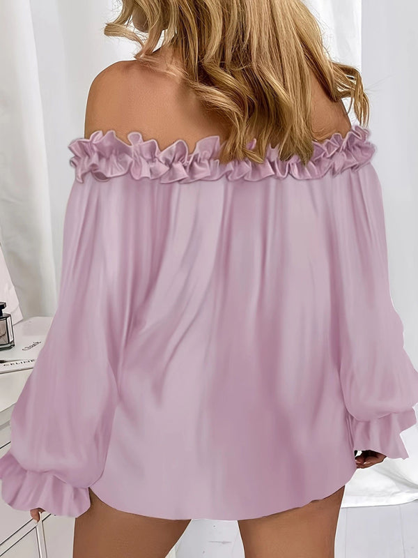 Blouses - Women's Casual Off-Shoulder Blouse Plus Size Tops