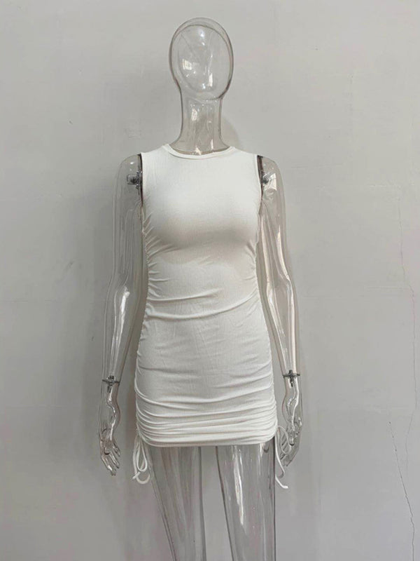 Bodycon Dresses- Women's Ruched Bodycon Tank Dress for Summer- - Pekosa Women Fashion