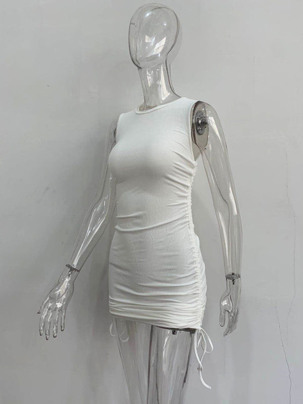 Bodycon Dresses- Women's Ruched Bodycon Tank Dress for Summer- - Pekosa Women Fashion