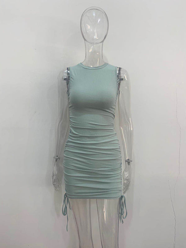 Bodycon Dresses- Women's Ruched Bodycon Tank Dress for Summer- - Pekosa Women Fashion