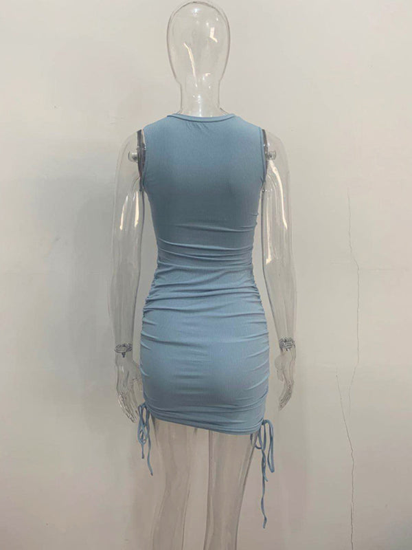 Bodycon Dresses- Women's Ruched Bodycon Tank Dress for Summer- - Pekosa Women Fashion