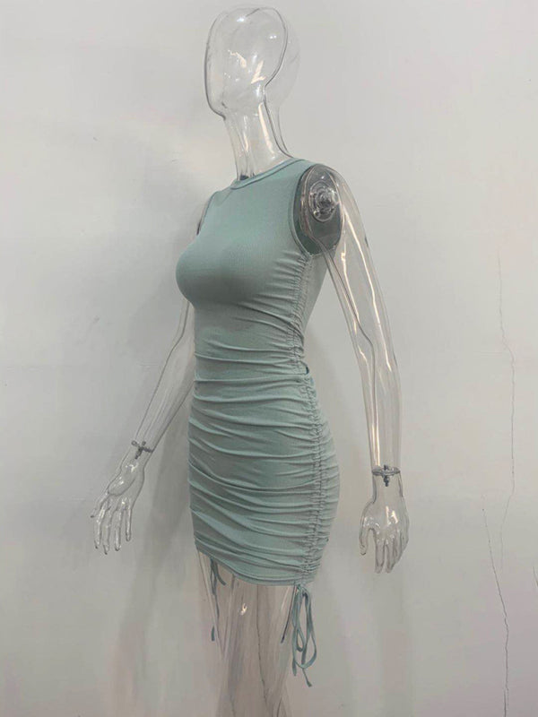 Bodycon Dresses- Women's Ruched Bodycon Tank Dress for Summer- - Pekosa Women Fashion