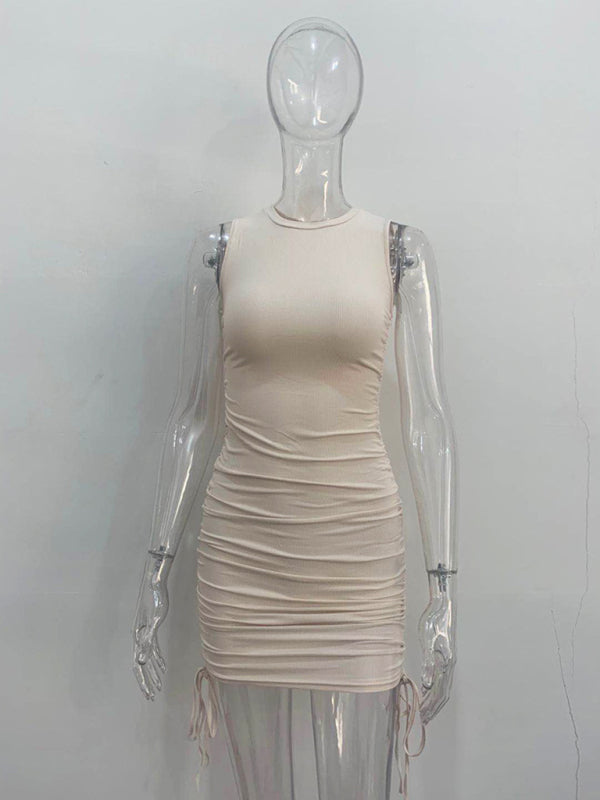 Bodycon Dresses- Women's Ruched Bodycon Tank Dress for Summer- - Pekosa Women Fashion