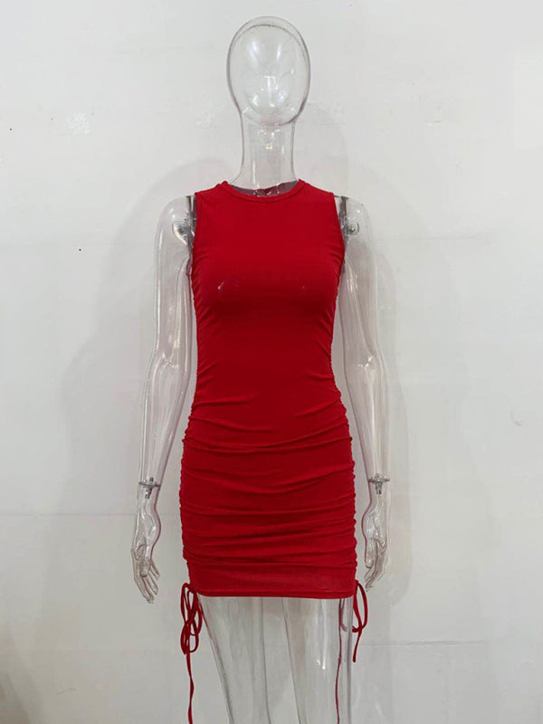 Bodycon Dresses- Women's Ruched Bodycon Tank Dress for Summer- - Pekosa Women Fashion