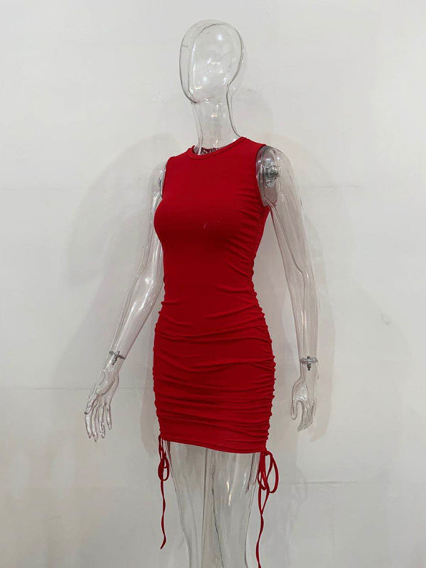 Bodycon Dresses- Women's Ruched Bodycon Tank Dress for Summer- - Pekosa Women Fashion