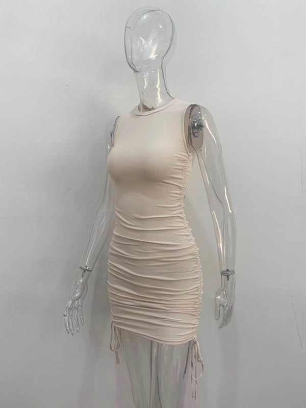 Bodycon Dresses- Women's Ruched Bodycon Tank Dress for Summer- - Pekosa Women Fashion