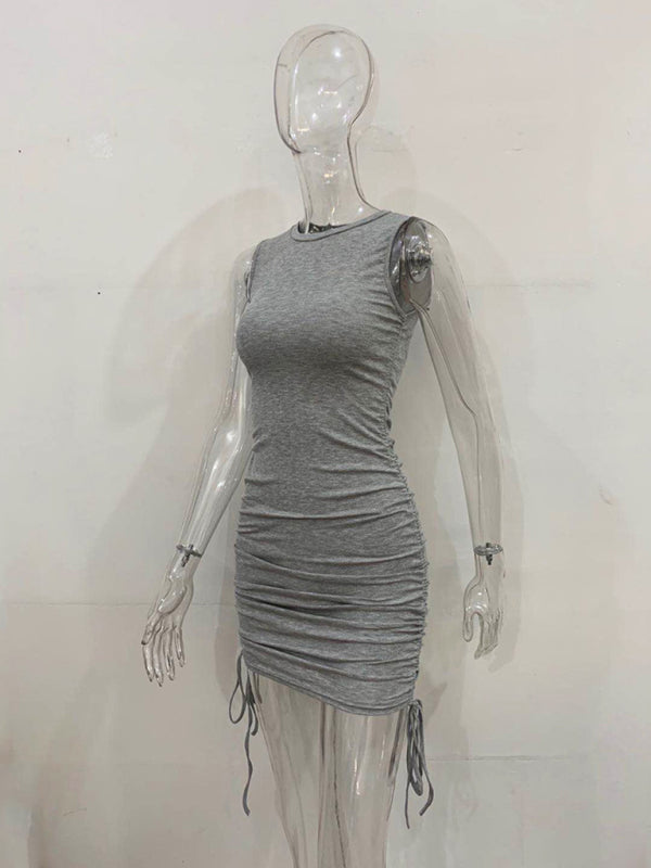 Bodycon Dresses- Women's Ruched Bodycon Tank Dress for Summer- - Pekosa Women Fashion