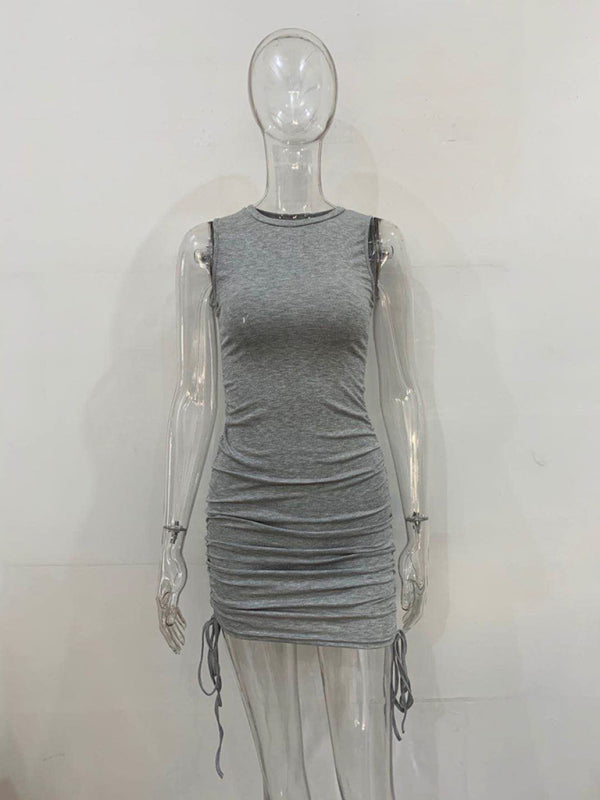 Bodycon Dresses- Women's Ruched Bodycon Tank Dress for Summer- - Pekosa Women Fashion