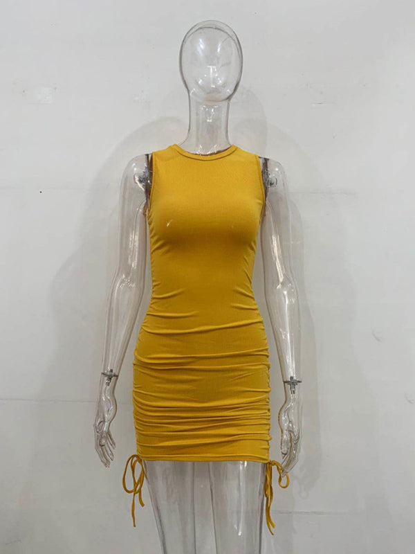 Bodycon Dresses- Women's Ruched Bodycon Tank Dress for Summer- - Pekosa Women Fashion