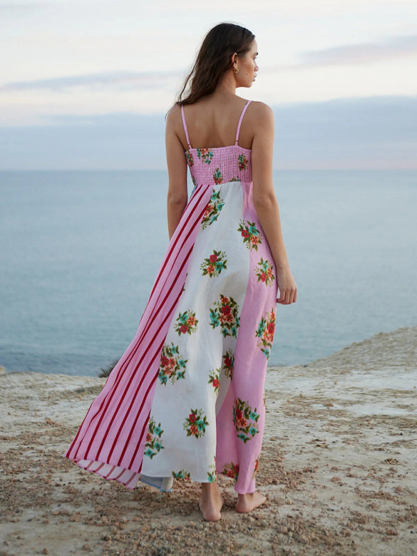 Cami Dress - Floral Striped Dress for Trendy Summer Events
