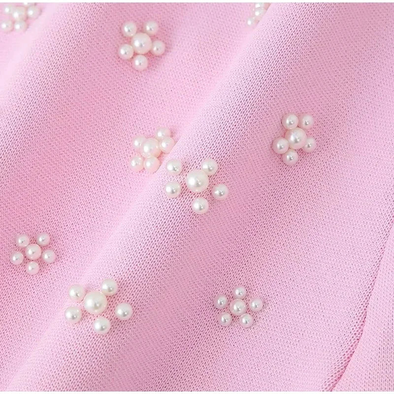 Cami Dresses- Summer Sundress with Floral Beads and Pearls- - Pekosa Women Fashion