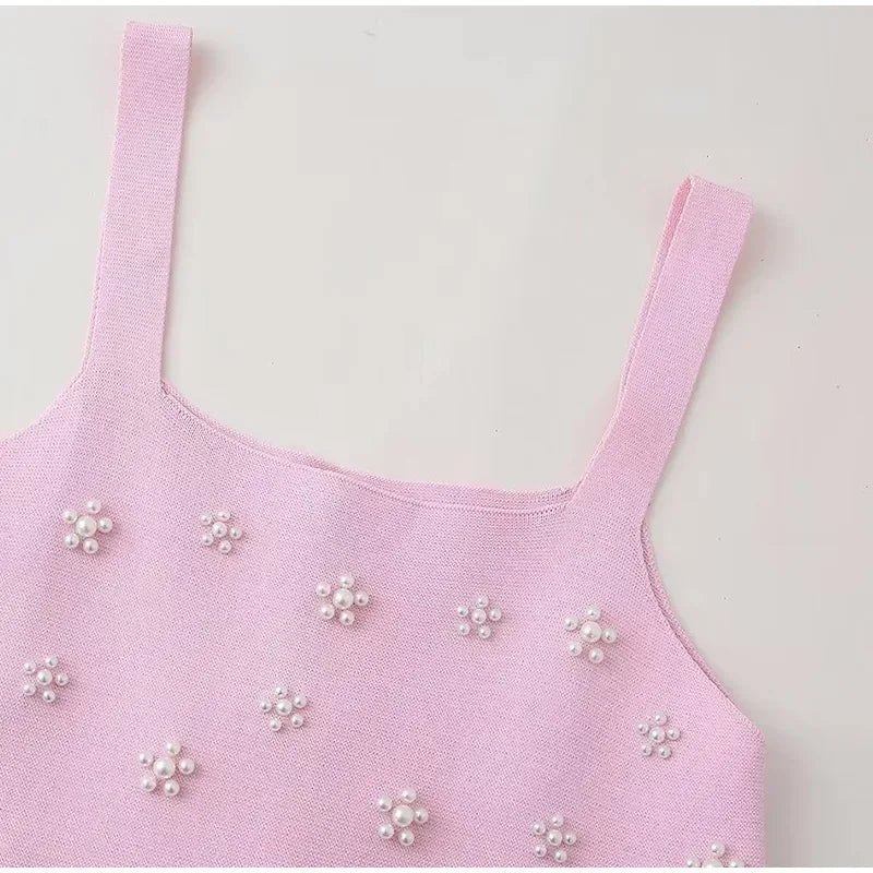 Cami Dresses- Summer Sundress with Floral Beads and Pearls- - Pekosa Women Fashion