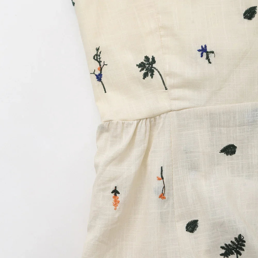 Cami Dresses- Summer Dress with Lace-Up Back and Embroidery- - Pekosa Women Fashion