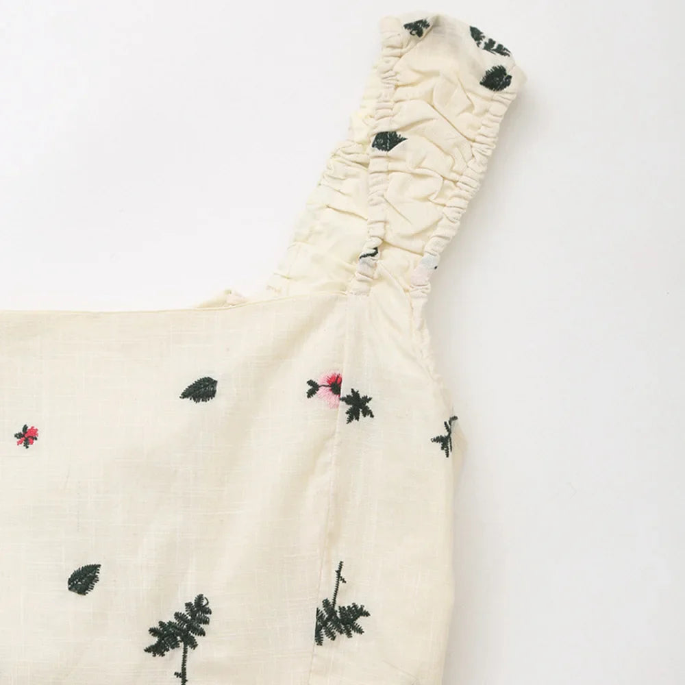 Cami Dresses- Summer Dress with Lace-Up Back and Embroidery- - Pekosa Women Fashion