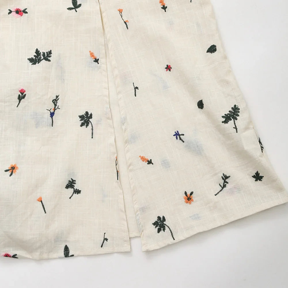 Cami Dresses- Summer Dress with Lace-Up Back and Embroidery- - Pekosa Women Fashion