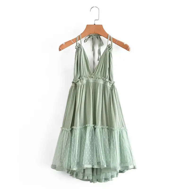 Cami Dresses - Summer Halter Neck Empire Dress for Festive Occasions