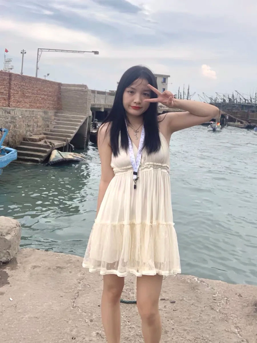 Cami Dresses - Summer Halter Neck Empire Dress for Festive Occasions