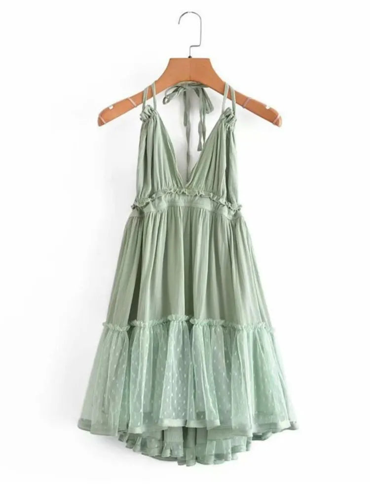 Cami Dresses - Summer Halter Neck Empire Dress for Festive Occasions