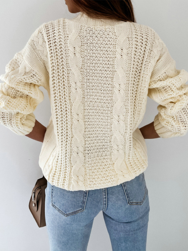Cardigan Sweaters- Textured Cardigan Cable Knit Crop Sweater- - Pekosa Women Fashion