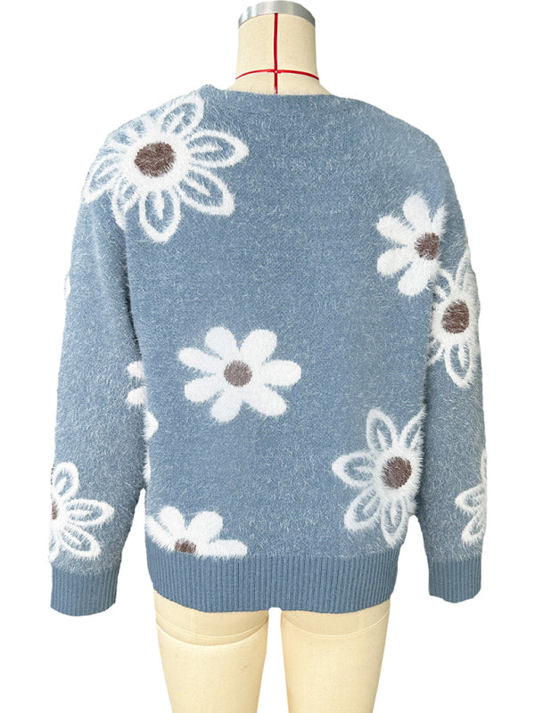 Cardigans - Casual Sunflower Knit Cardigan – Young Women's Style