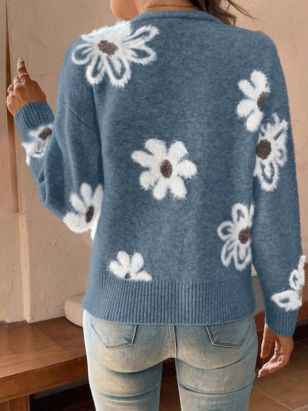 Cardigans - Casual Sunflower Knit Cardigan – Young Women's Style