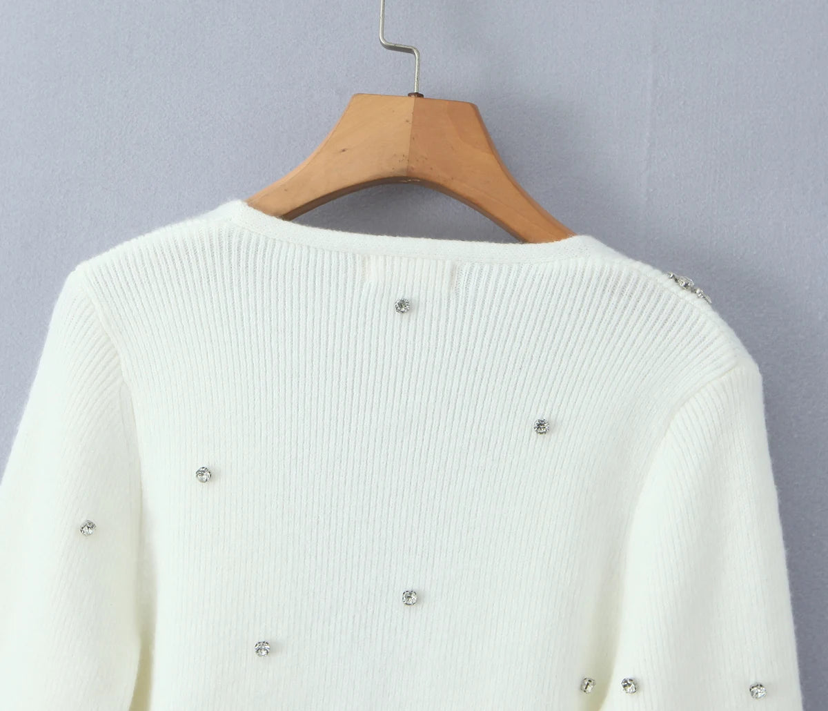 Cardigans - Cropped Cardigan with Bow and Diamond Accents