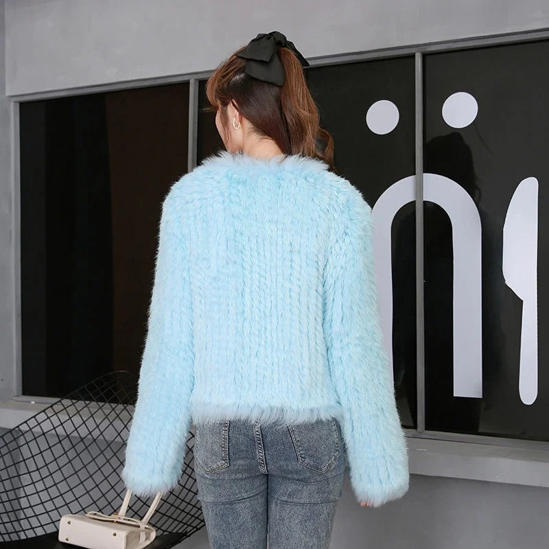 Cardigans - Rabbit Fur Knit Cardigan Jacket