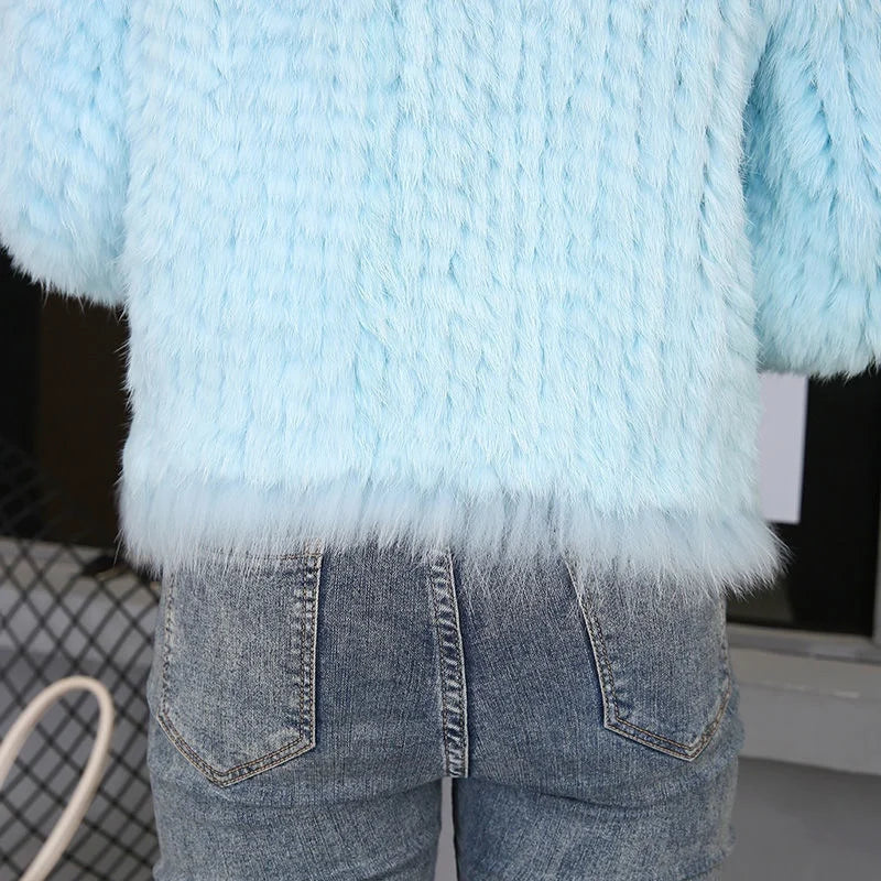Cardigans - Rabbit Fur Knit Cardigan Jacket