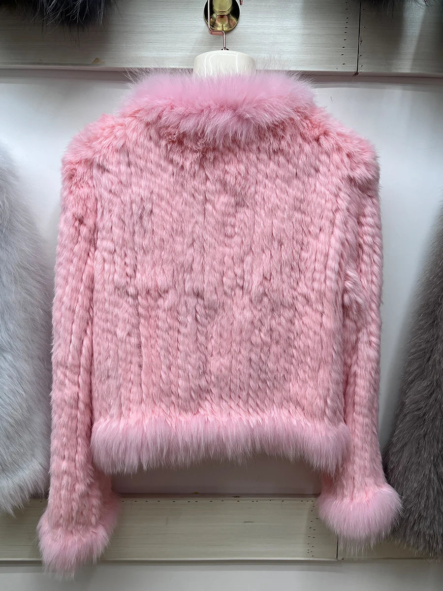 Cardigans - Rabbit Fur Knit Cardigan Jacket