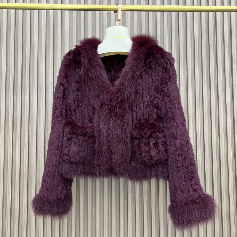 Cardigans - Rabbit Fur Knit Cardigan Jacket