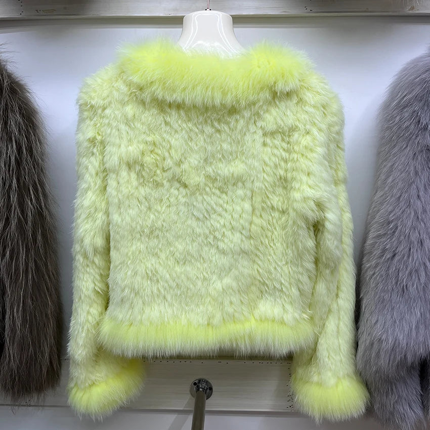 Cardigans - Rabbit Fur Knit Cardigan Jacket