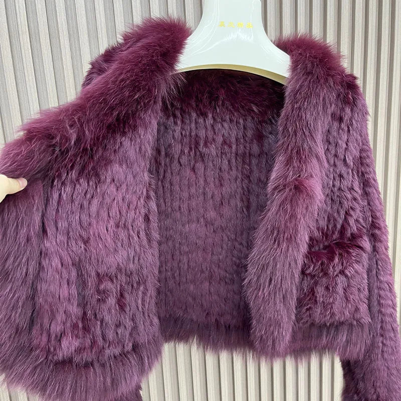 Cardigans - Rabbit Fur Knit Cardigan Jacket