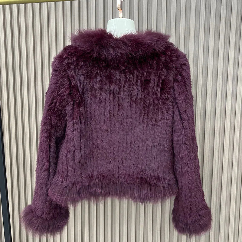 Cardigans - Rabbit Fur Knit Cardigan Jacket
