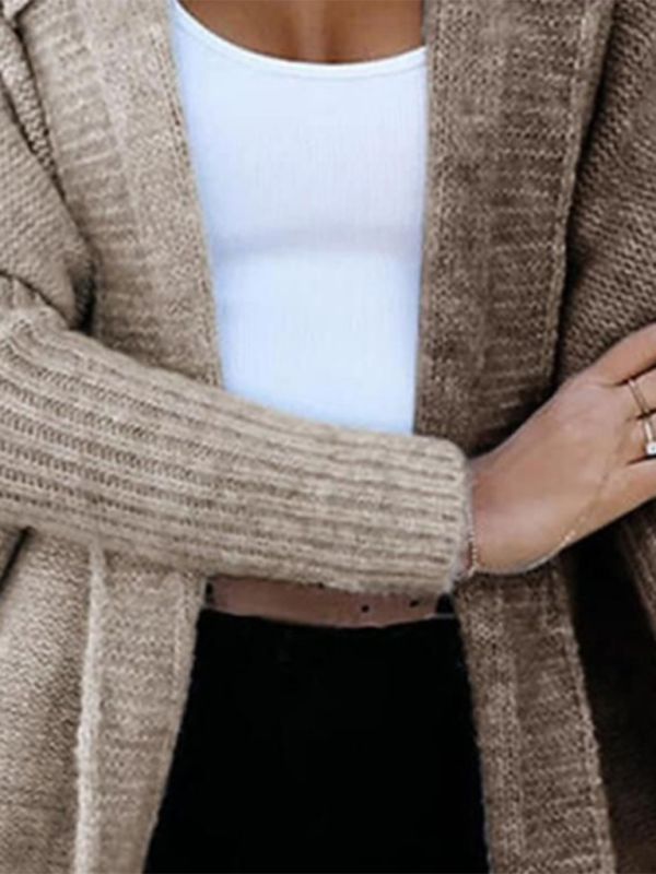 Cardigans - Hooded CardiganĀ Color Block Knitted Sweater