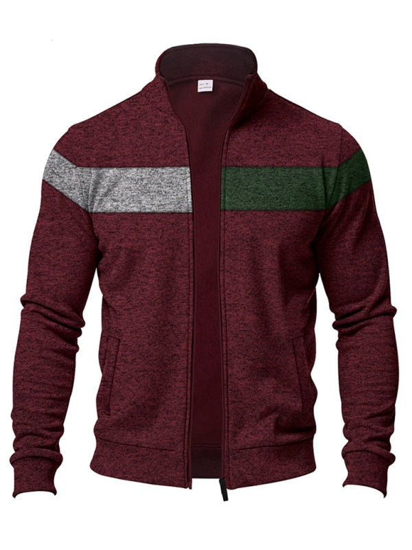 Cardigans - Men’s Color Block Casual Jacket with Zipper