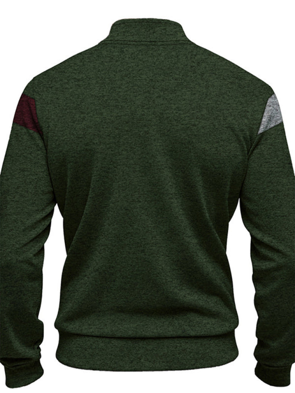 Cardigans - Men’s Color Block Casual Jacket with Zipper