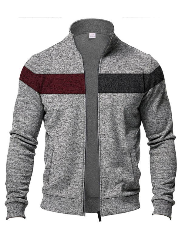 Cardigans - Men’s Color Block Casual Jacket with Zipper