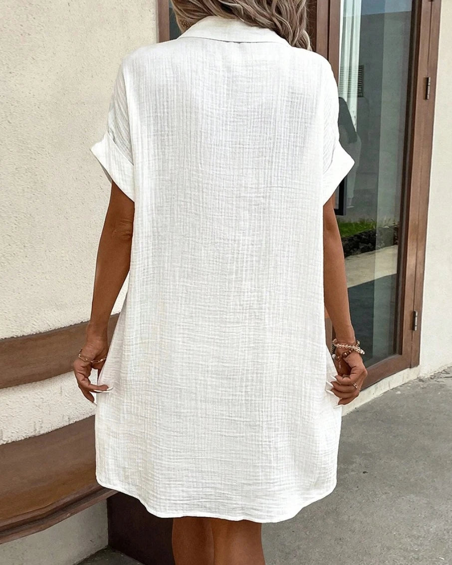 Casual Dresses - Casual Shirt Dress with Pockets for Summer Picnics
