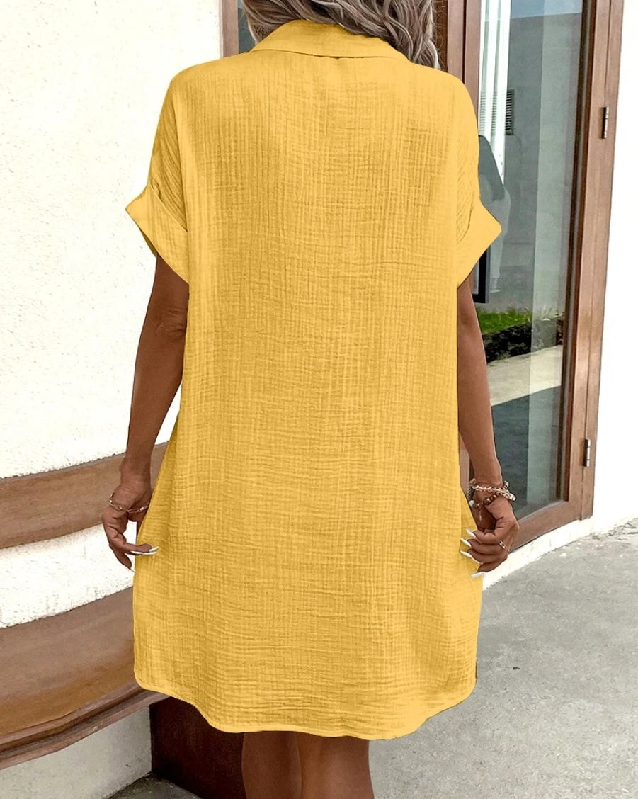 Casual Dresses - Casual Shirt Dress with Pockets for Summer Picnics