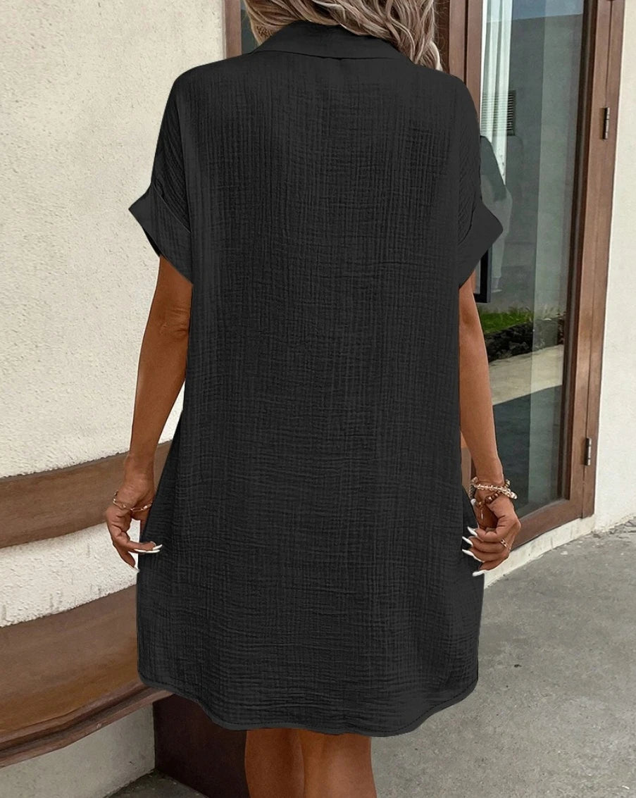 Casual Dresses - Casual Shirt Dress with Pockets for Summer Picnics