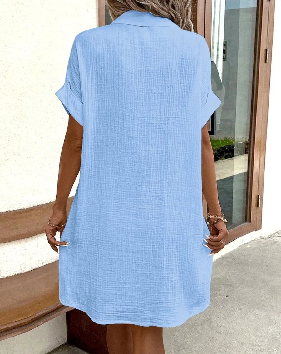 Casual Dresses - Casual Shirt Dress with Pockets for Summer Picnics