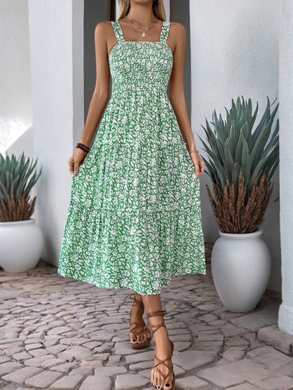 Casual Dresses - Casual Summer Floral Midi Dress for Garden Gatherings