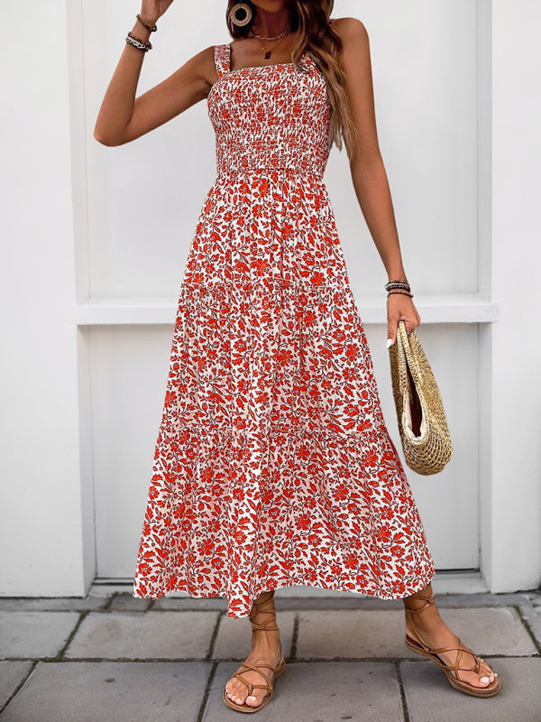 Casual Dresses - Casual Summer Floral Midi Dress for Garden Gatherings