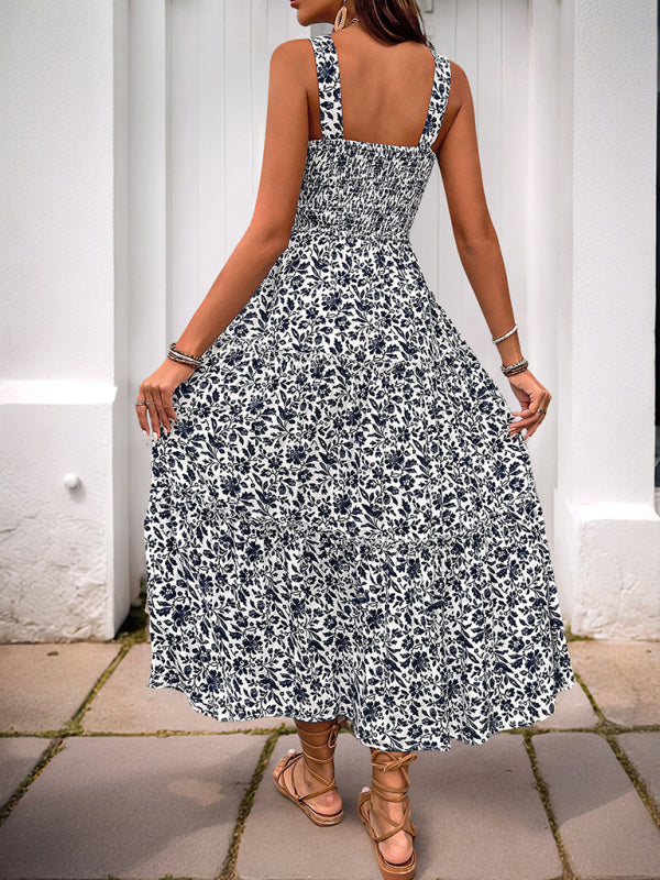 Casual Dresses - Casual Summer Floral Midi Dress for Garden Gatherings