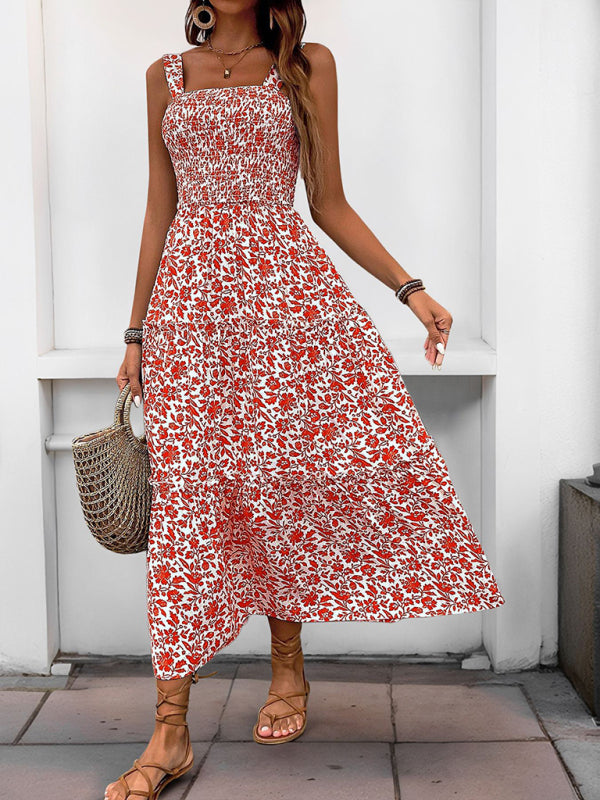 Casual Dresses - Casual Summer Floral Midi Dress for Garden Gatherings