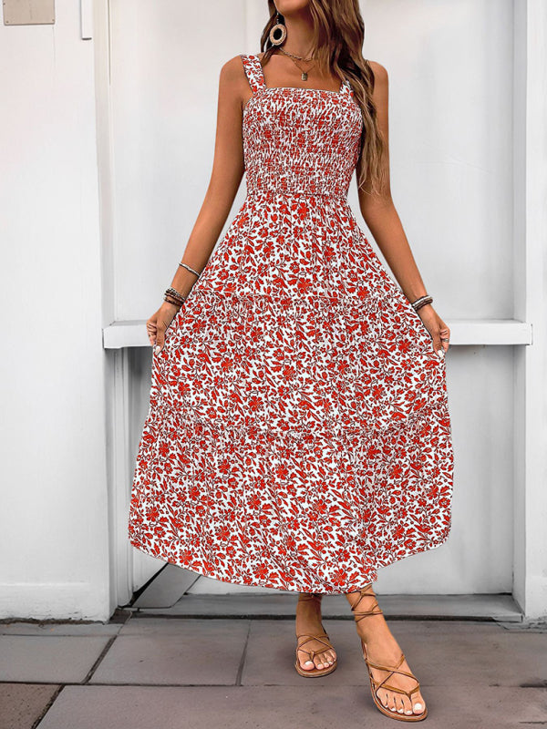Casual Dresses - Casual Summer Floral Midi Dress for Garden Gatherings