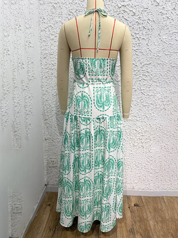 Casual Dresses - Casual Summer Halter Mid-Calf Dress