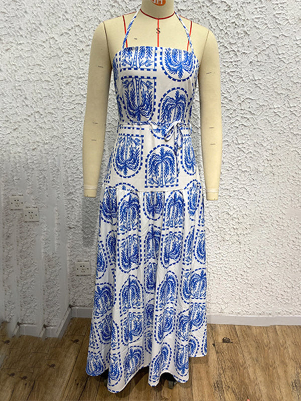 Casual Dresses - Casual Summer Halter Mid-Calf Dress