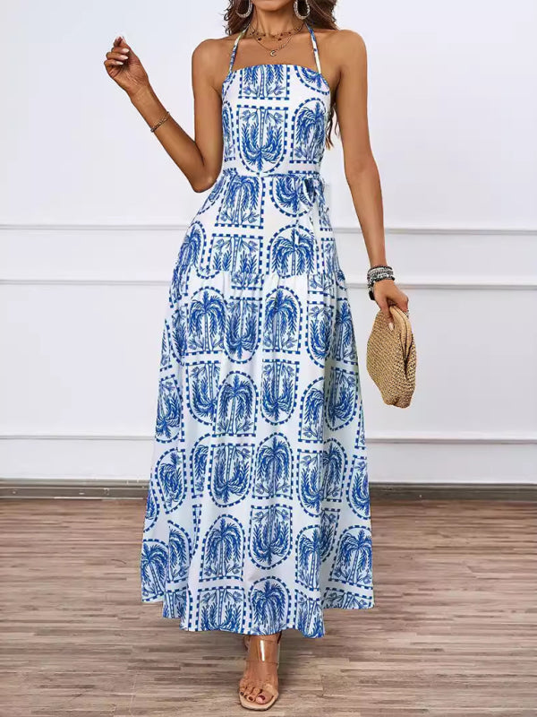 Casual Dresses - Casual Summer Halter Mid-Calf Dress